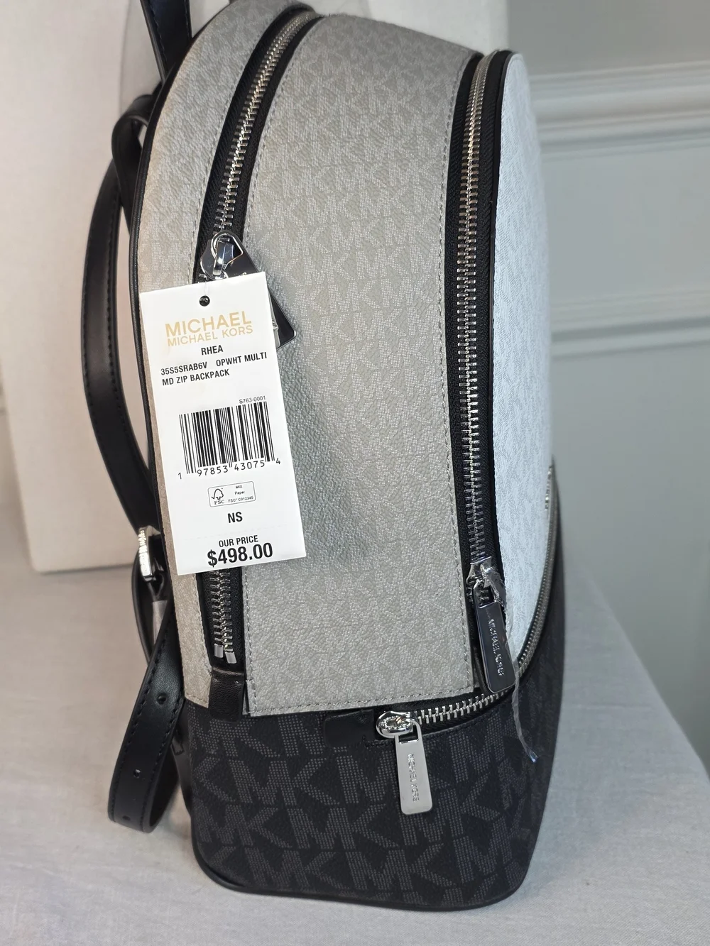 Michael Kors Rhea Medium Backpack in Optic White Multi Colorblock - Picture 4 of 10
